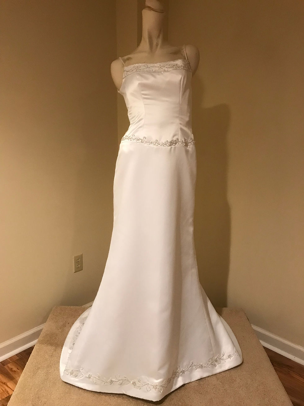 Thumbnail: Jasmine Trumpet White Satin Wedding Dress