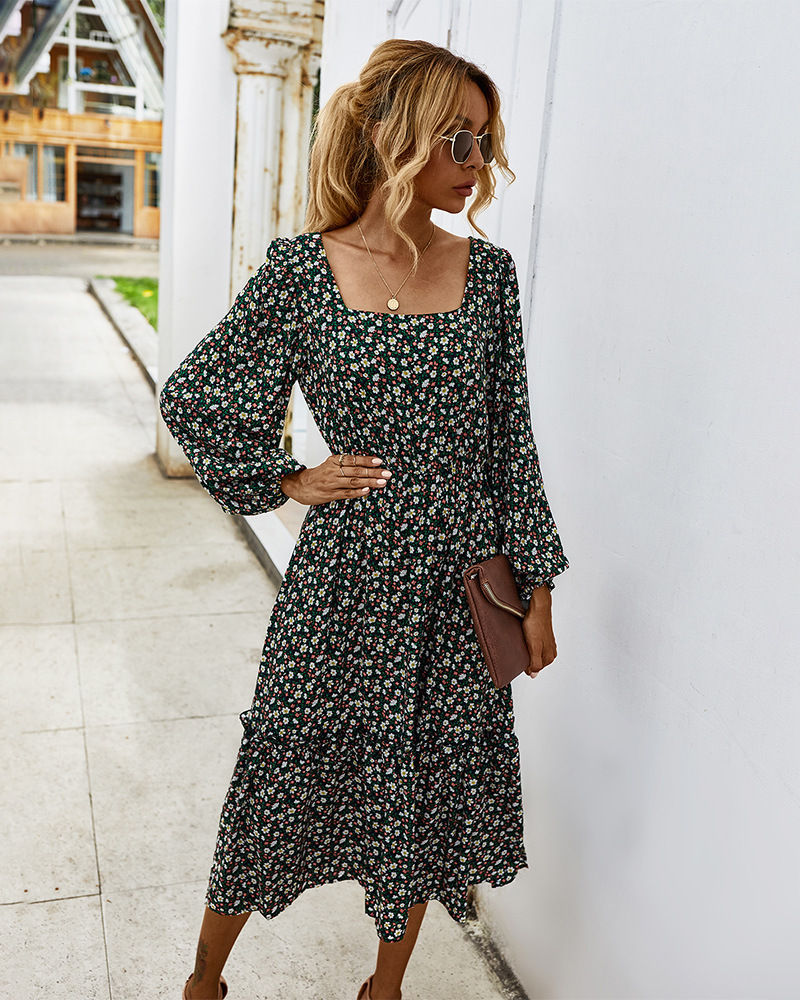 Thumbnail: Elegant Long Sleeve Floral Dress for Women