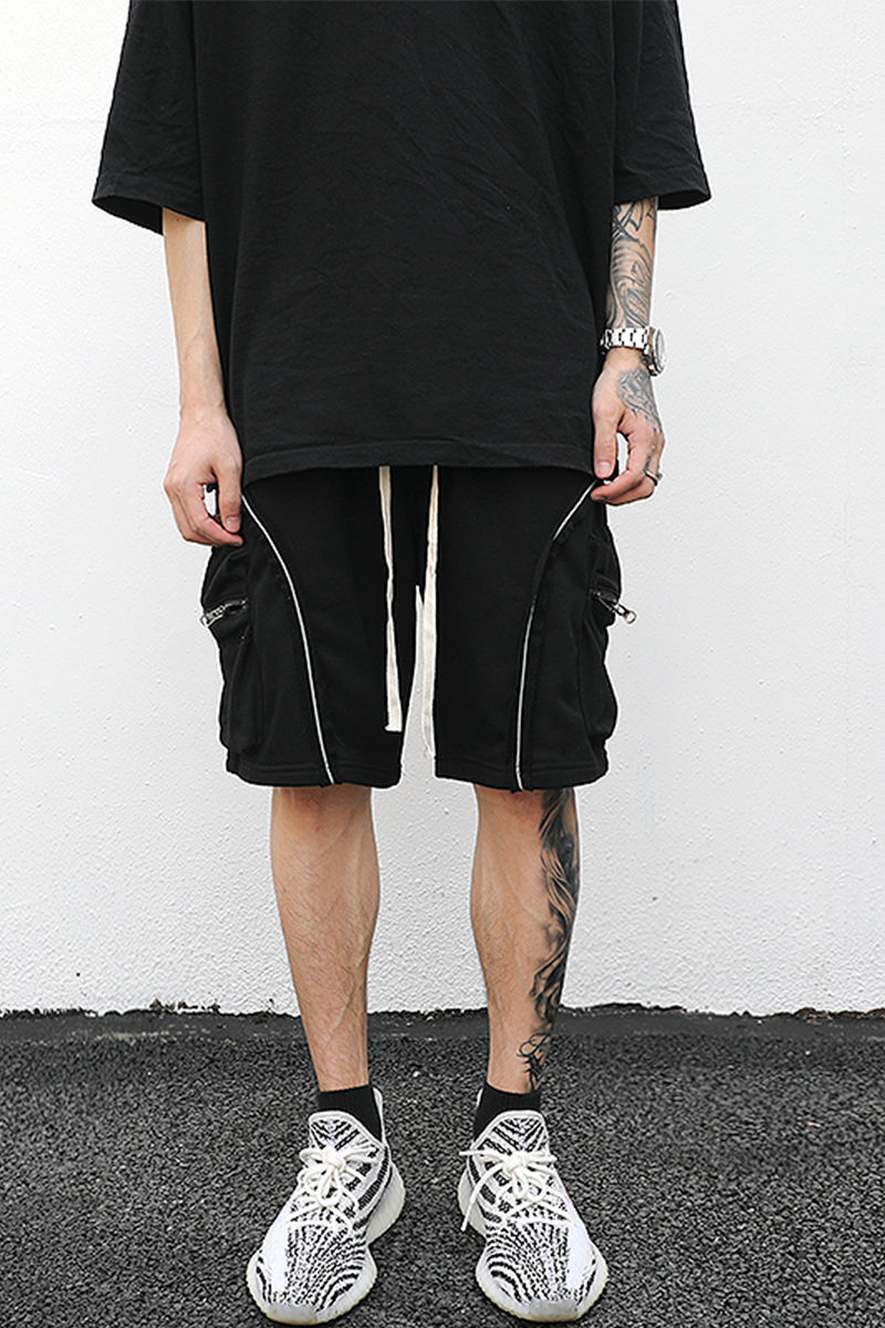 Reflective Contour Terry Fabric Drawstring Shorts