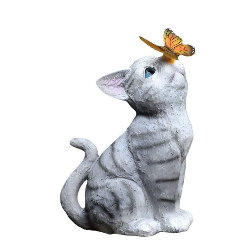 Thumbnail: Outdoor Solar Cat Butterfly Statue for Garden Decor