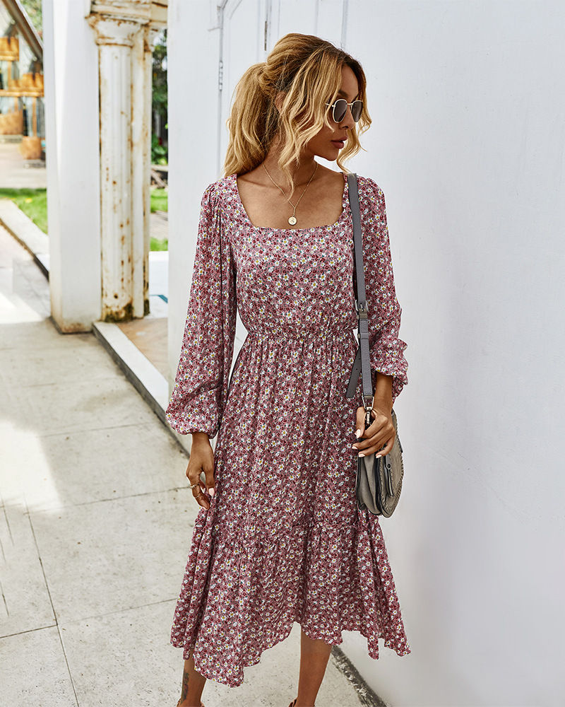 Thumbnail: Elegant Long Sleeve Floral Dress for Women