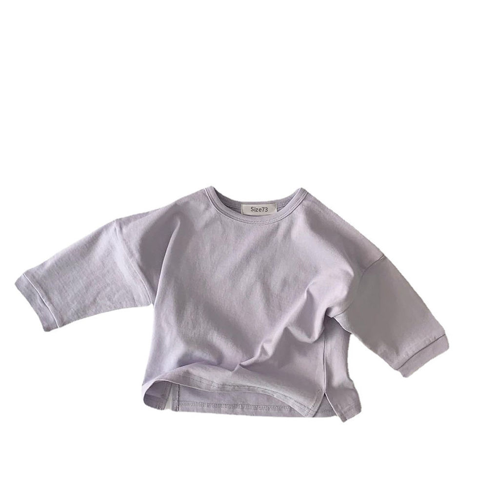 Thumbnail: Infant Long-sleeved Candy Color Brushed Cotton T-shirt