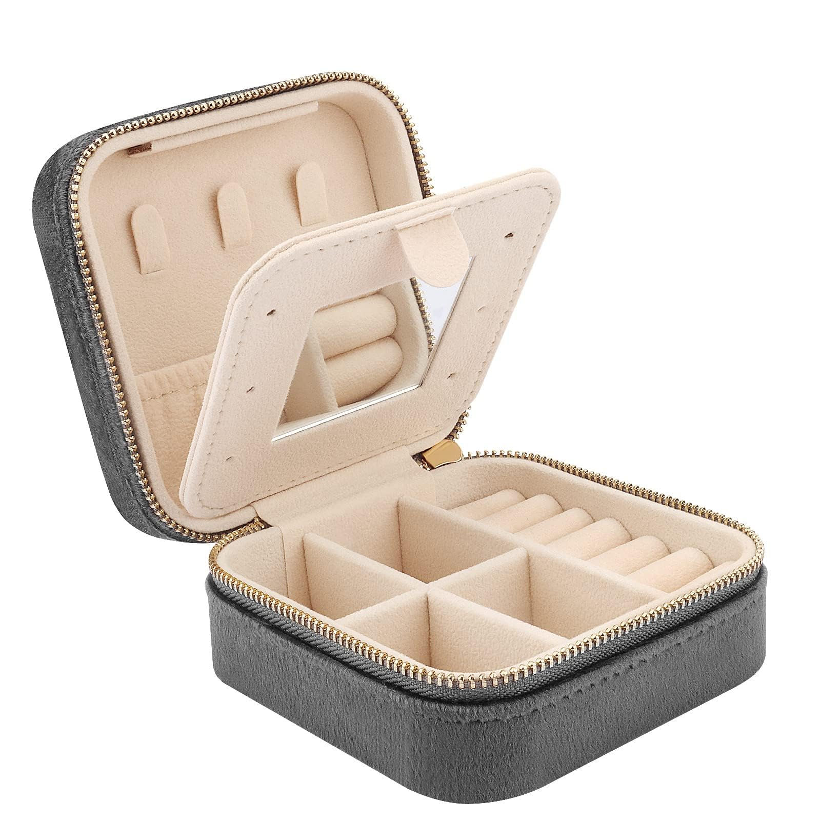DesignSter Travel Jewelry Box - Velvet Mini Jewelry Organizer Small Jewelry Case