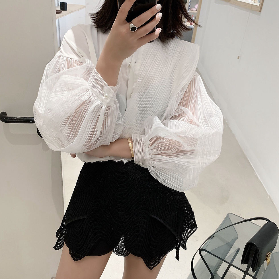 Thumbnail: Lace Hollow Mesh Fairy Blouse for Women