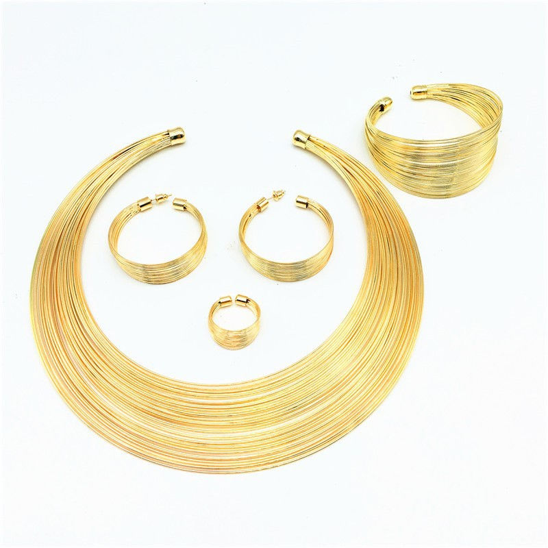 Thumbnail: Simplicity Set Of Necklace Bracelet Ring And Earrings Italian Design