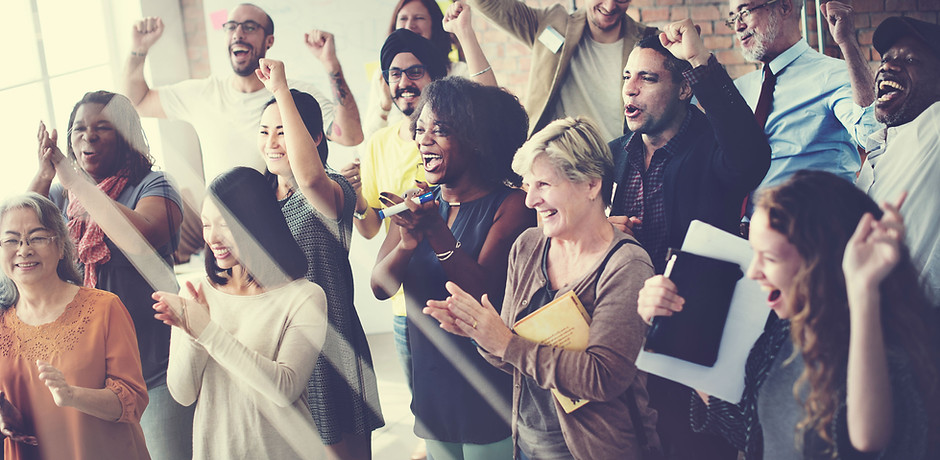 Diverse Group Cheering
