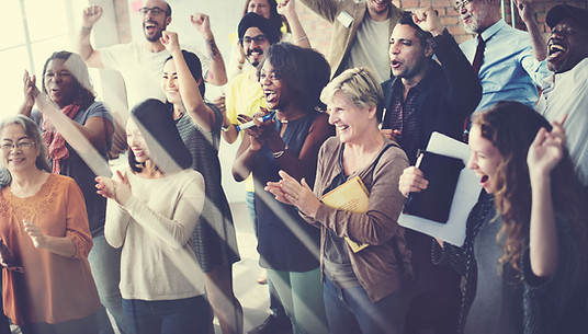 Diverse Group Cheering