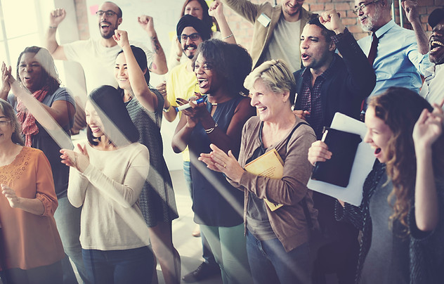 Diverse Group Cheering