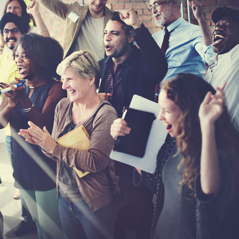 Diverse Group Cheering