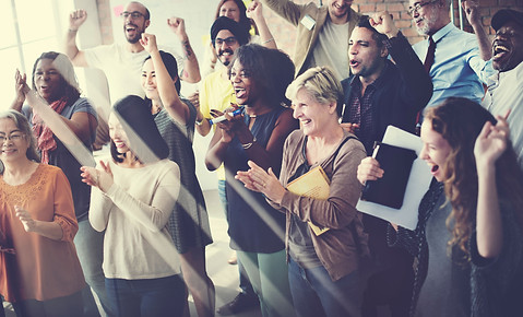 Diverse Group Cheering