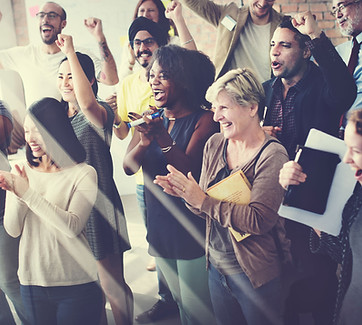 Diverse Group Cheering