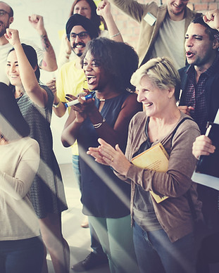 Diverse Group Cheering