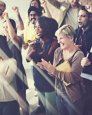 Diverse Group Cheering