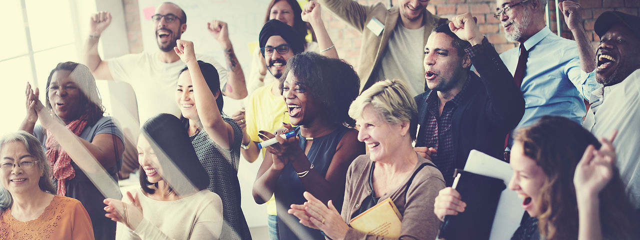 Diverse Group Cheering