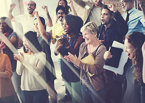 Diverse Group Cheering