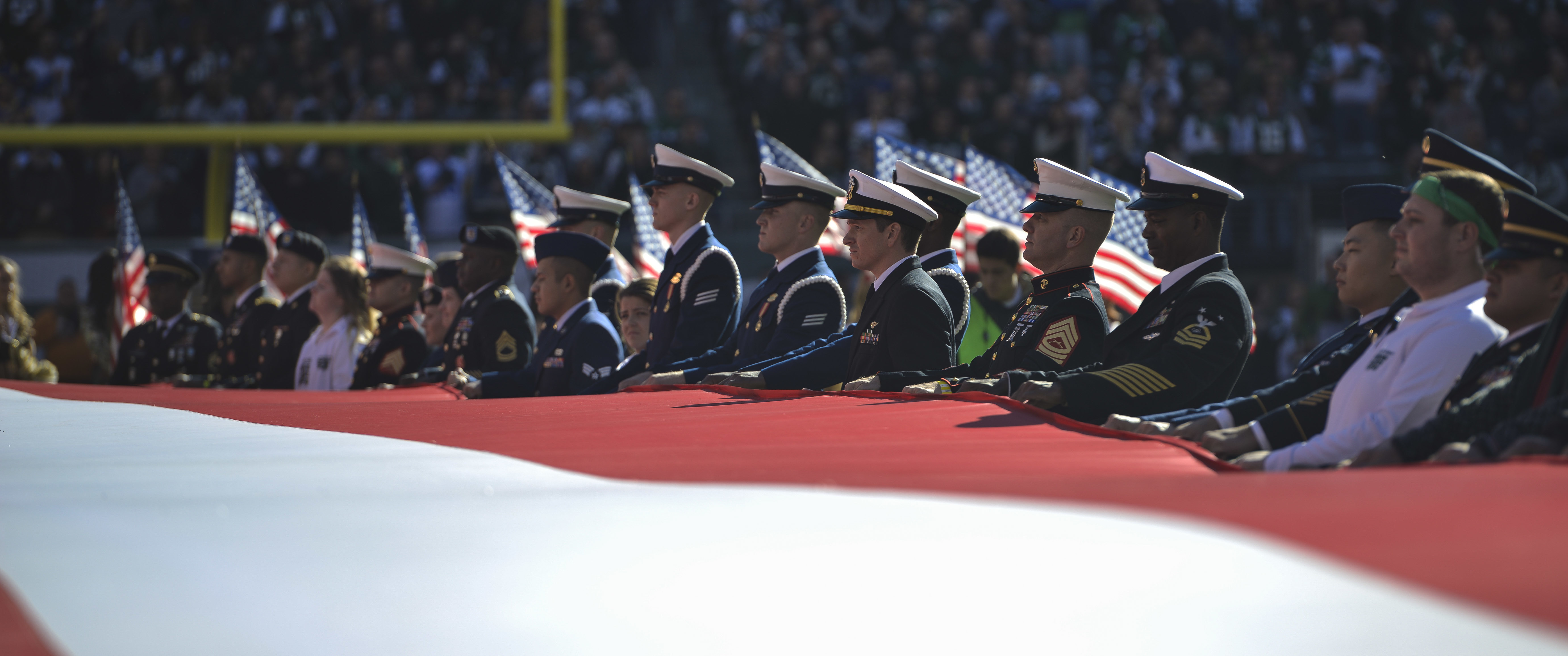 MetLife Stadium field before a Veterans Weekend football event