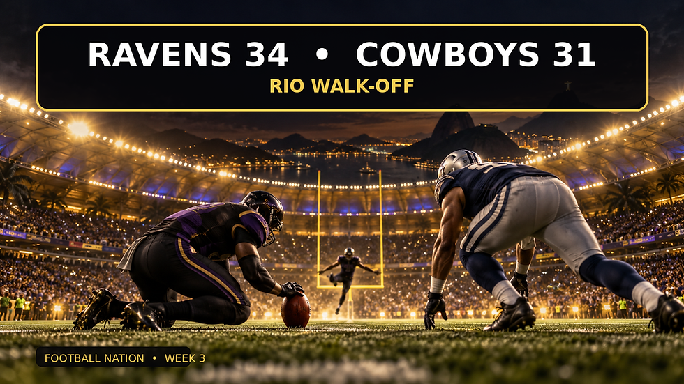 Ravens 34 Cowboys 31 Rio walk off original Football Nation cover