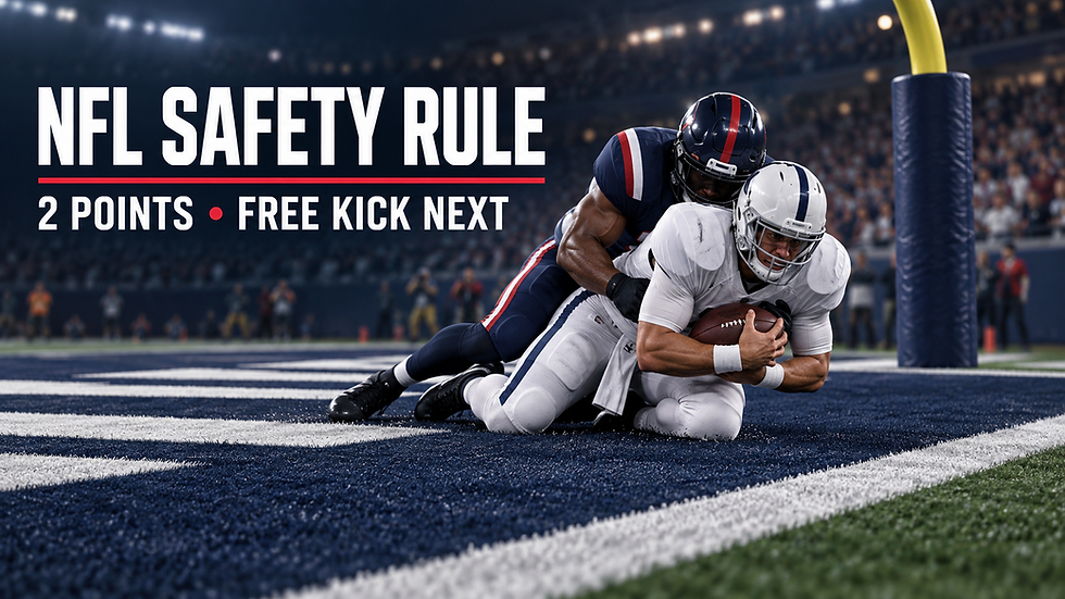 Football Nation cover showing a quarterback tackled in his own end zone under the headline NFL Safety Rule, 2 Points, Free Kick Next.