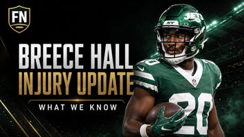Football Nation cover showing New York Jets running back Breece Hall in number 20 with the headline Breece Hall Injury Update.