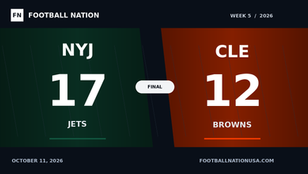 Jets 17, Browns 12. Final score, October 11, 2026.