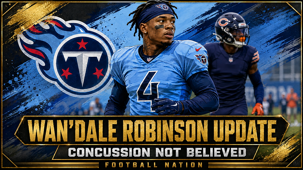 Original Football Nation cover illustration of Tennessee number 4 receiver Wan'Dale Robinson after the Titans-Bears joint-practice injury update.