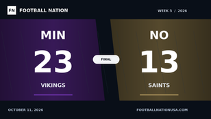 Vikings 23, Saints 13. Final score, October 11, 2026.
