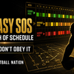Original Football Nation cover showing an anonymous player studying an easy-to-hard fantasy strength-of-schedule grid.