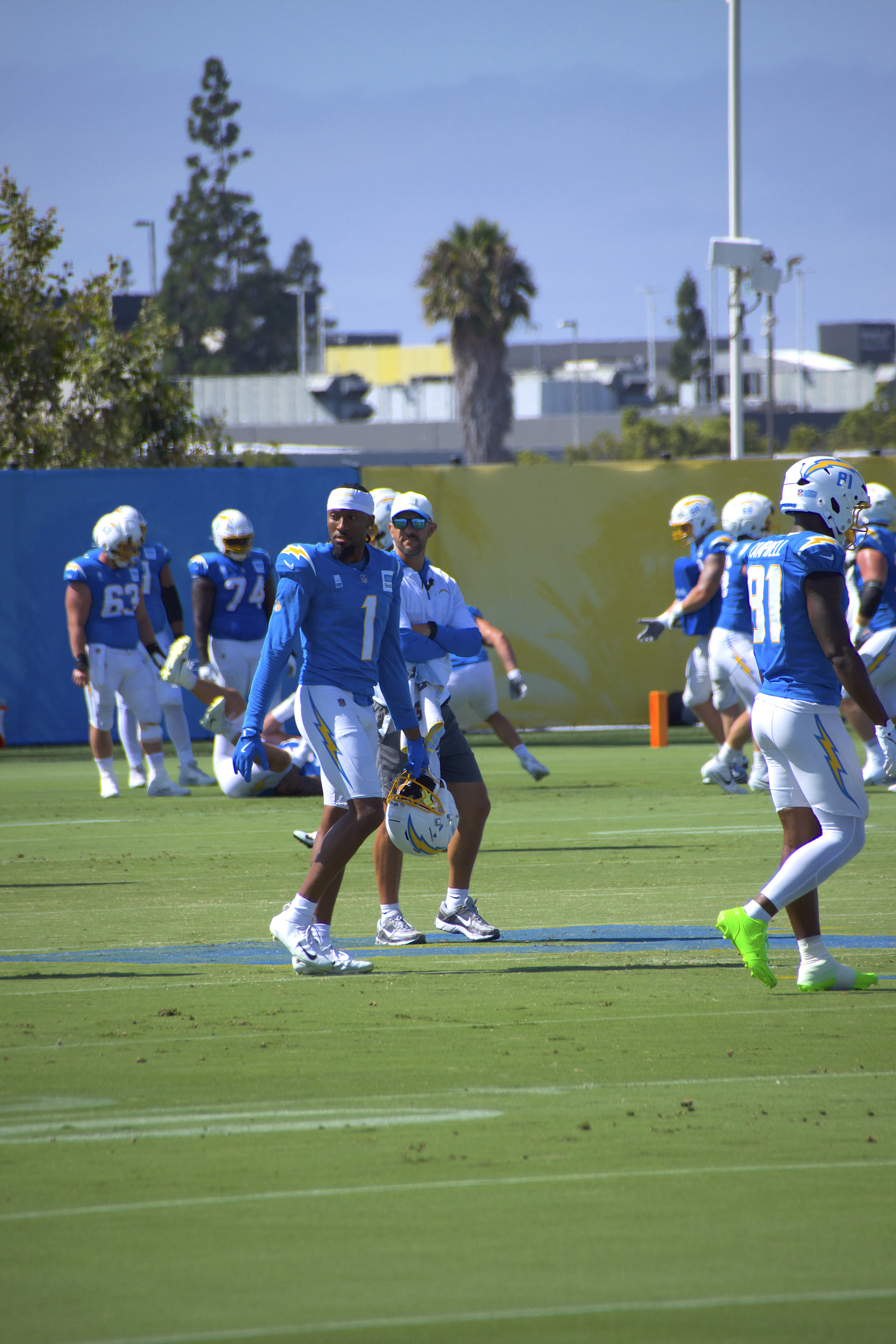 Quentin Johnston at Los Angeles Chargers training camp in El Segundo, California, on August 16, 2026.