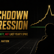 Original Football Nation cover with a touchdown spike falling toward a steady opportunity line as an anonymous fantasy manager studies the chart.