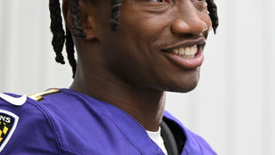 Baltimore Ravens wide receiver Zay Flowers at training camp, used for Football Nation's NFL contract power rankings.