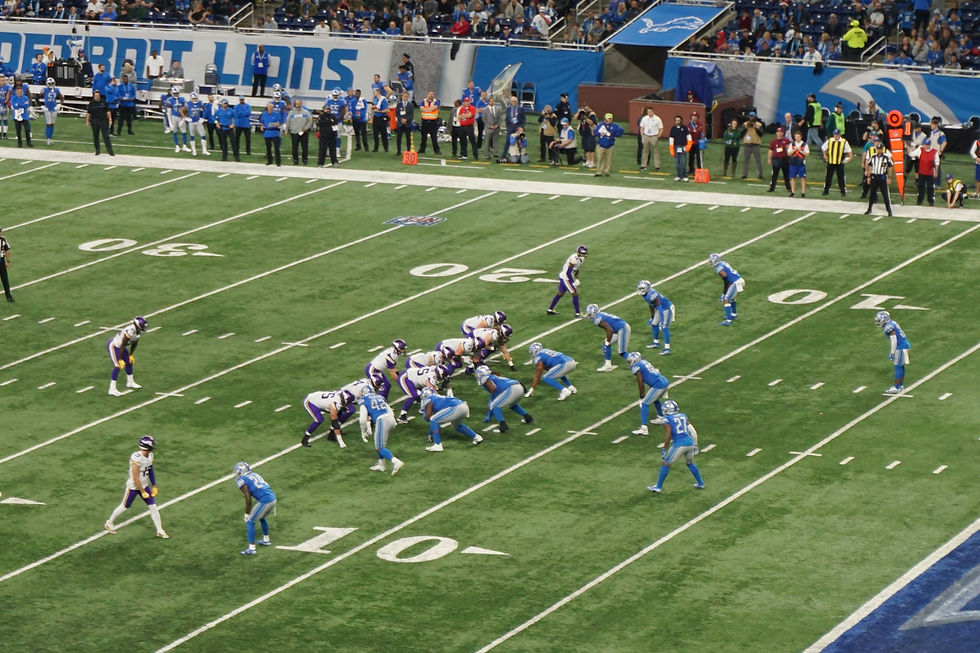 Detroit Lions defense lined up against the Minnesota Vikings offense at Ford Field
