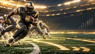 Week 3 Top 10 fantasy running backs cover featuring a ball carrier and ranking board