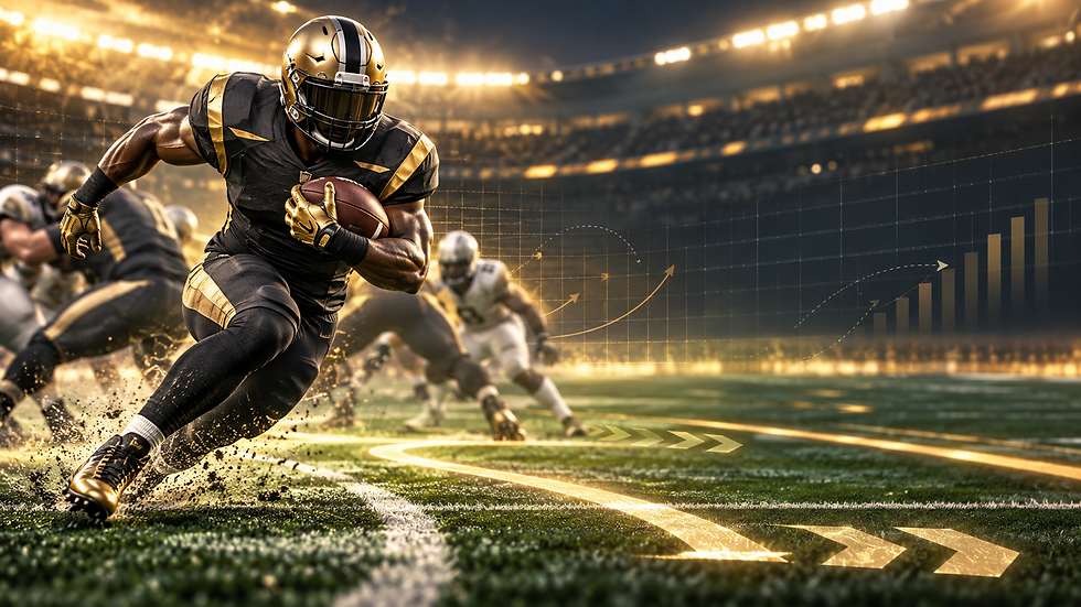 Week 3 Top 10 fantasy running backs cover featuring a ball carrier and ranking board