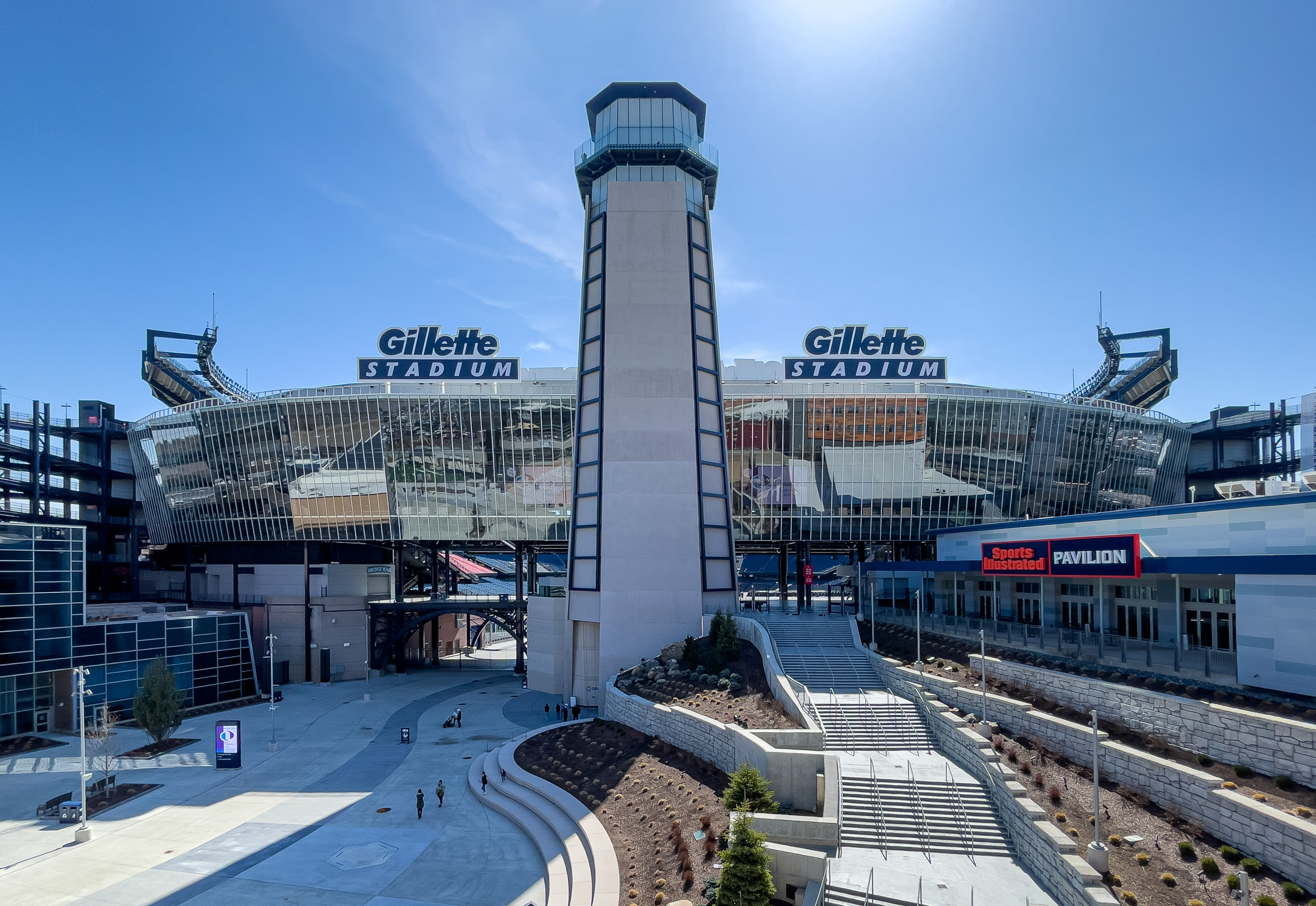 Gillette Stadium entrance and lighthouse in Foxborough, Massachusetts