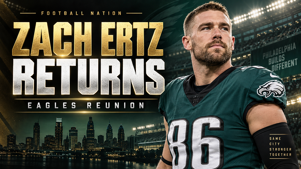 Original Football Nation editorial illustration of Zach Ertz returning to Philadelphia.