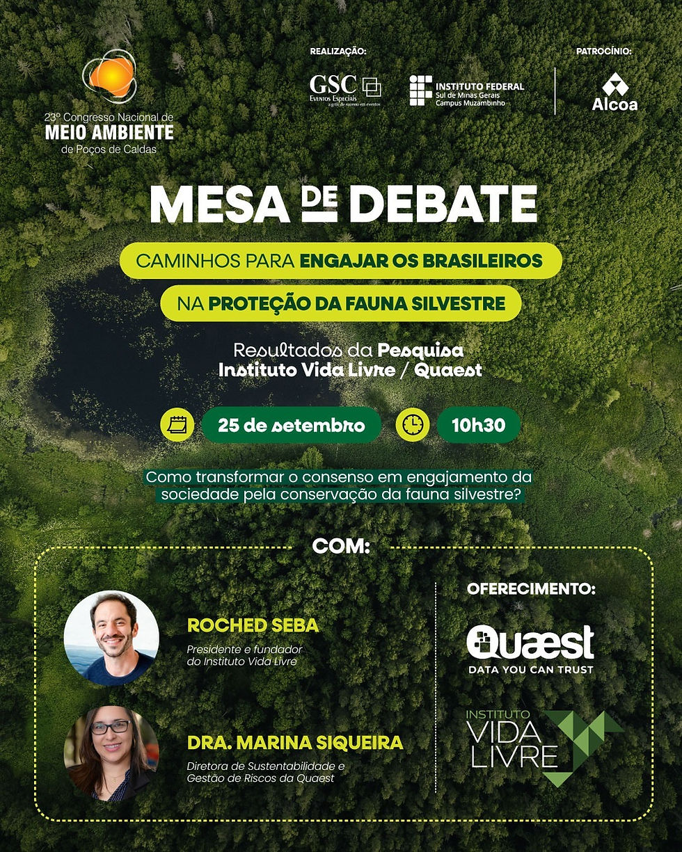 Como engajar os brasileiros na proteção da fauna? Pesquisa inédita será apresentada no 23º Congresso Nacional de Meio Ambiente