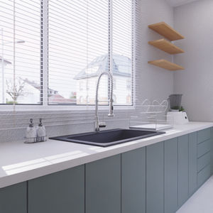 Elegant Harmony: Sage Green Palette for a Functional Wet and Dry Kitchen Duo