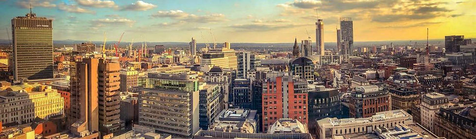 Aerial view of Manchester city centre.