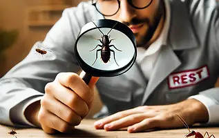 DALL·E 2025-03-12 13.57.45 - A professional pest control technician holding a magnifying g