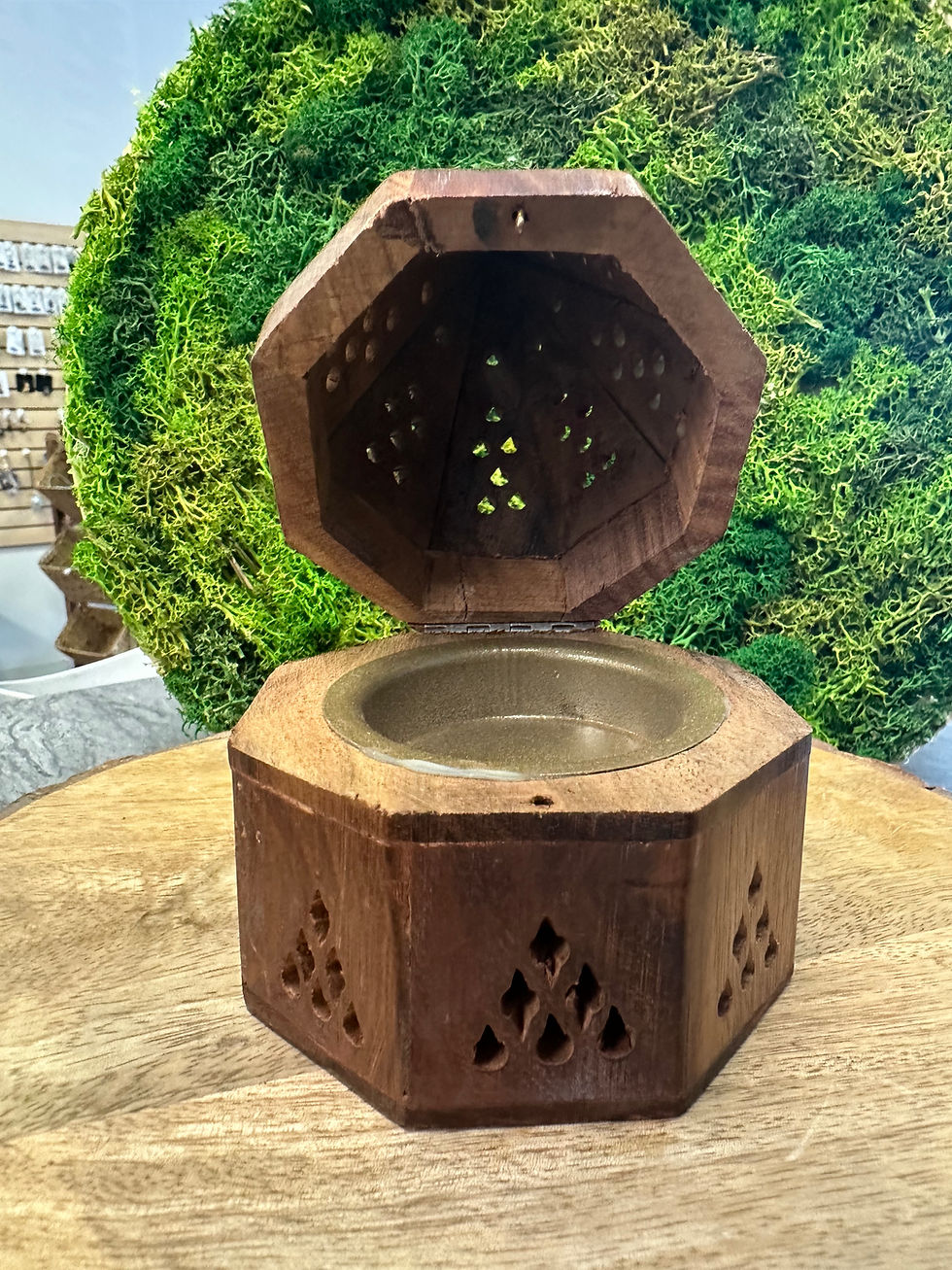 Thumbnail: Wooden Temple Coffin Incense Holder