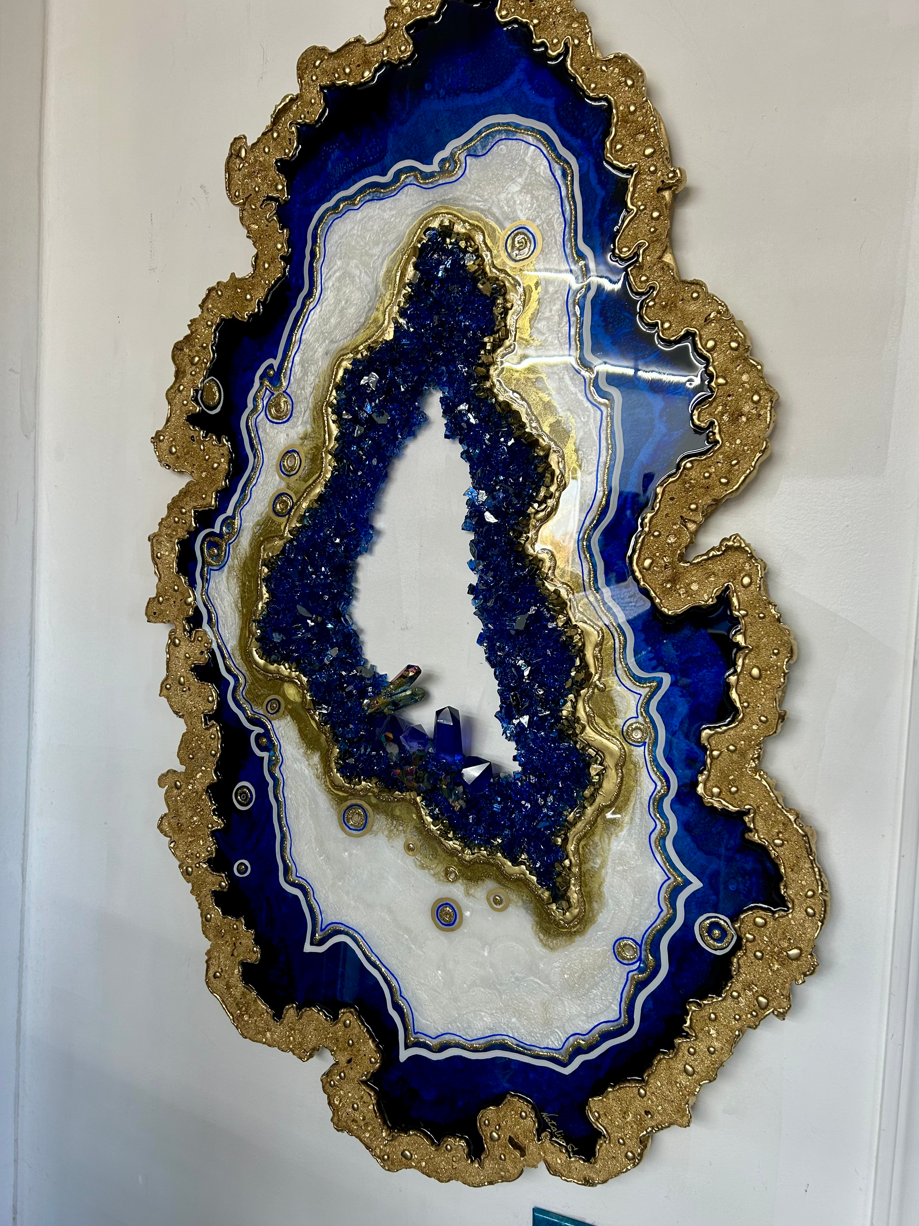 Sapphire .  Resin Geode  