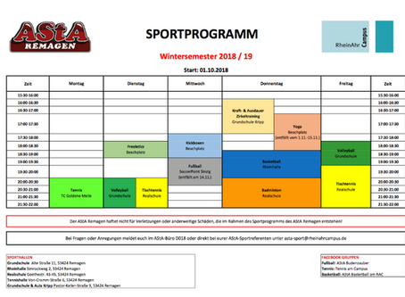 Sportprogramm WS18/19