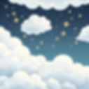 White puffy cartoonish clouds with magical stars..jpg