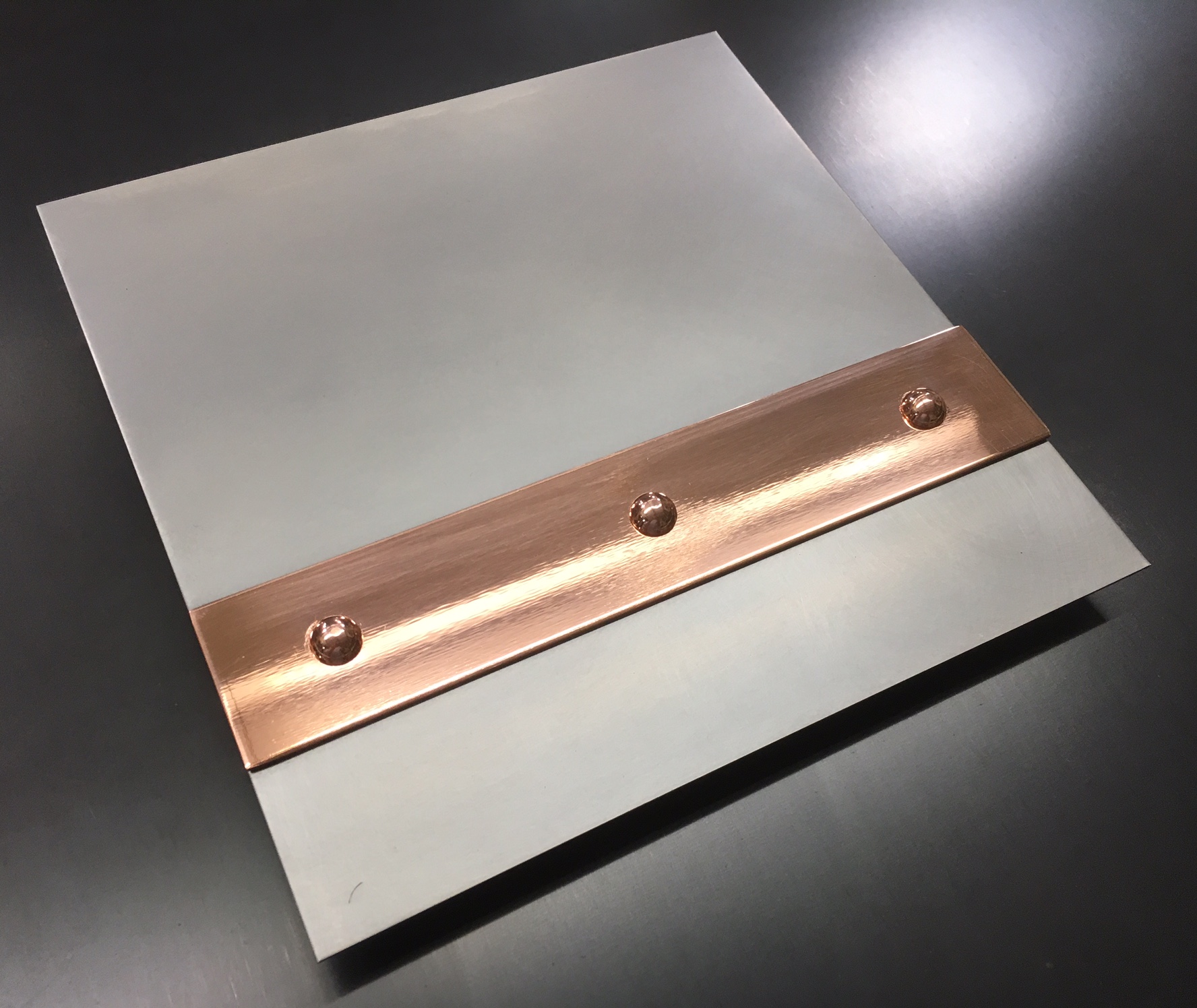 Hand Honed Stainless with Mirror Copper Banding