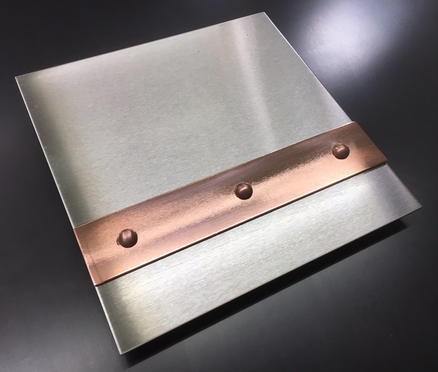 Brushed Stainless with Mirror Copper Banding
