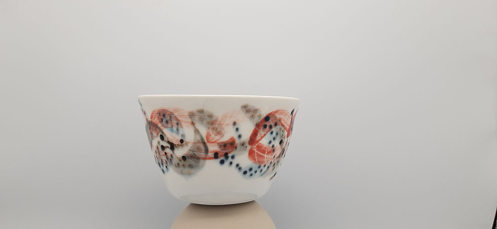 Miniature : Bol moyen, motif plume - base en terre