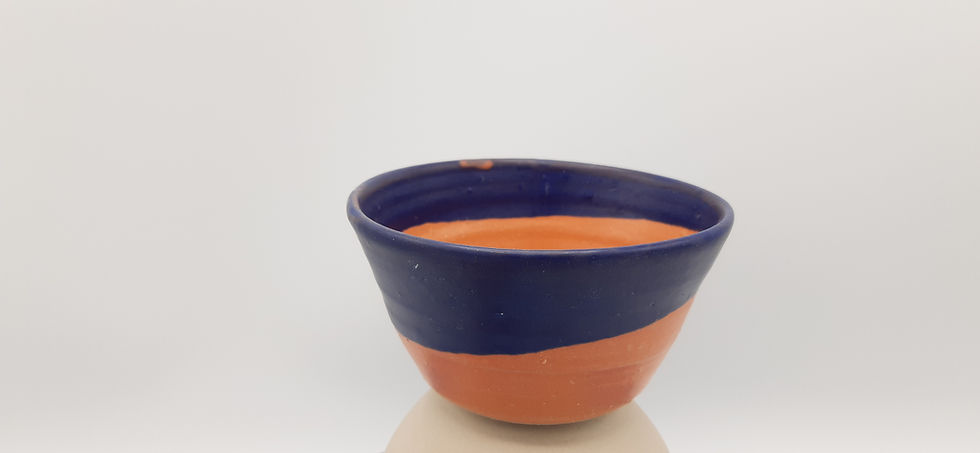 Miniature : Petit bol, bleu foncé et clémentine - base en terre