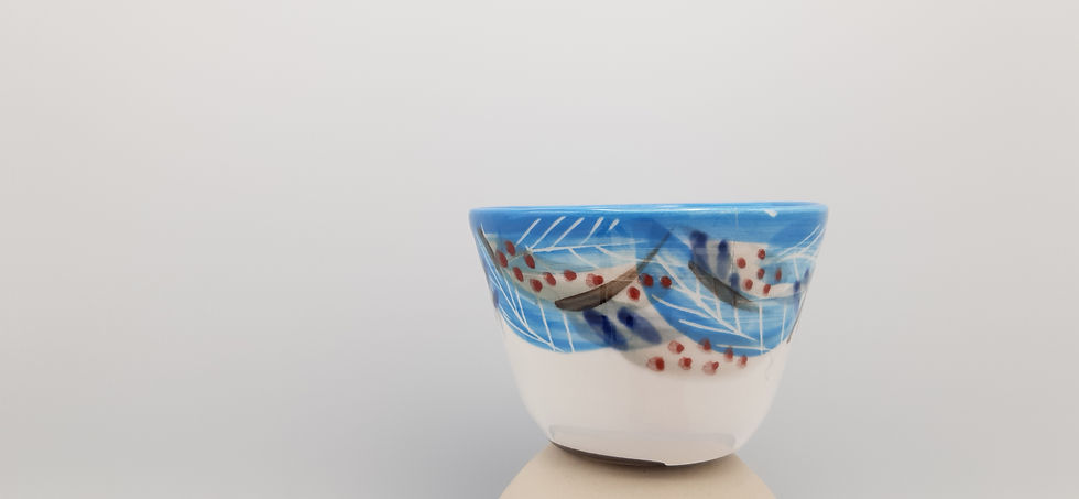 Miniature : Petit bol, motif de plumes en émail transparent