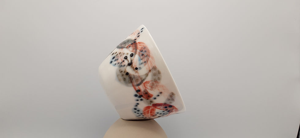 Miniature : Bol moyen, motif plumes en émail transparent