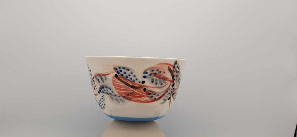Miniature : Bol moyen, motif plumes en émail transparent